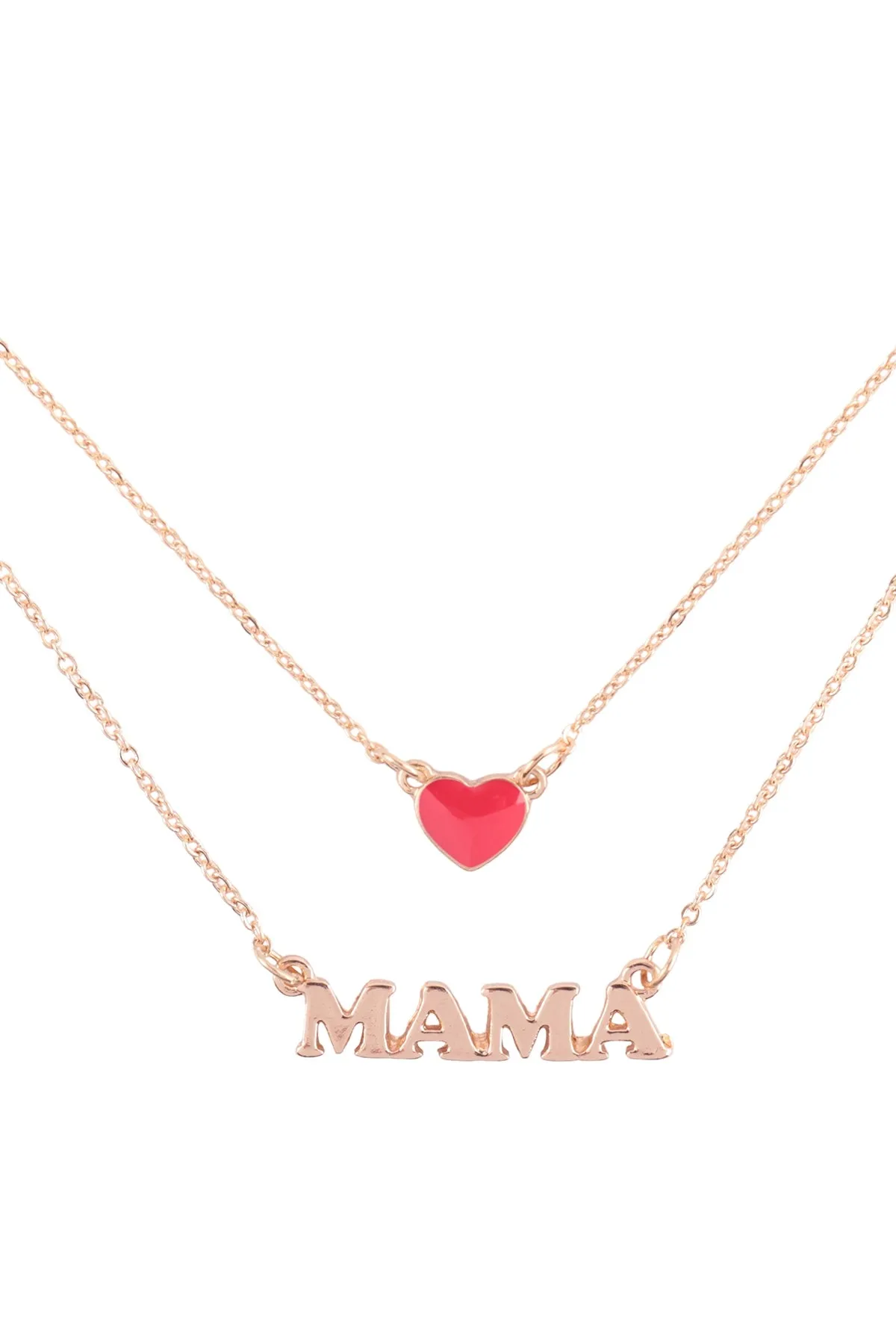 "MAMA" HEART ENAMEL LAYERED NECKLACE