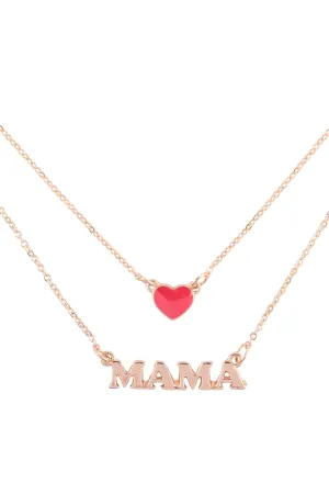 "MAMA" HEART ENAMEL LAYERED NECKLACE