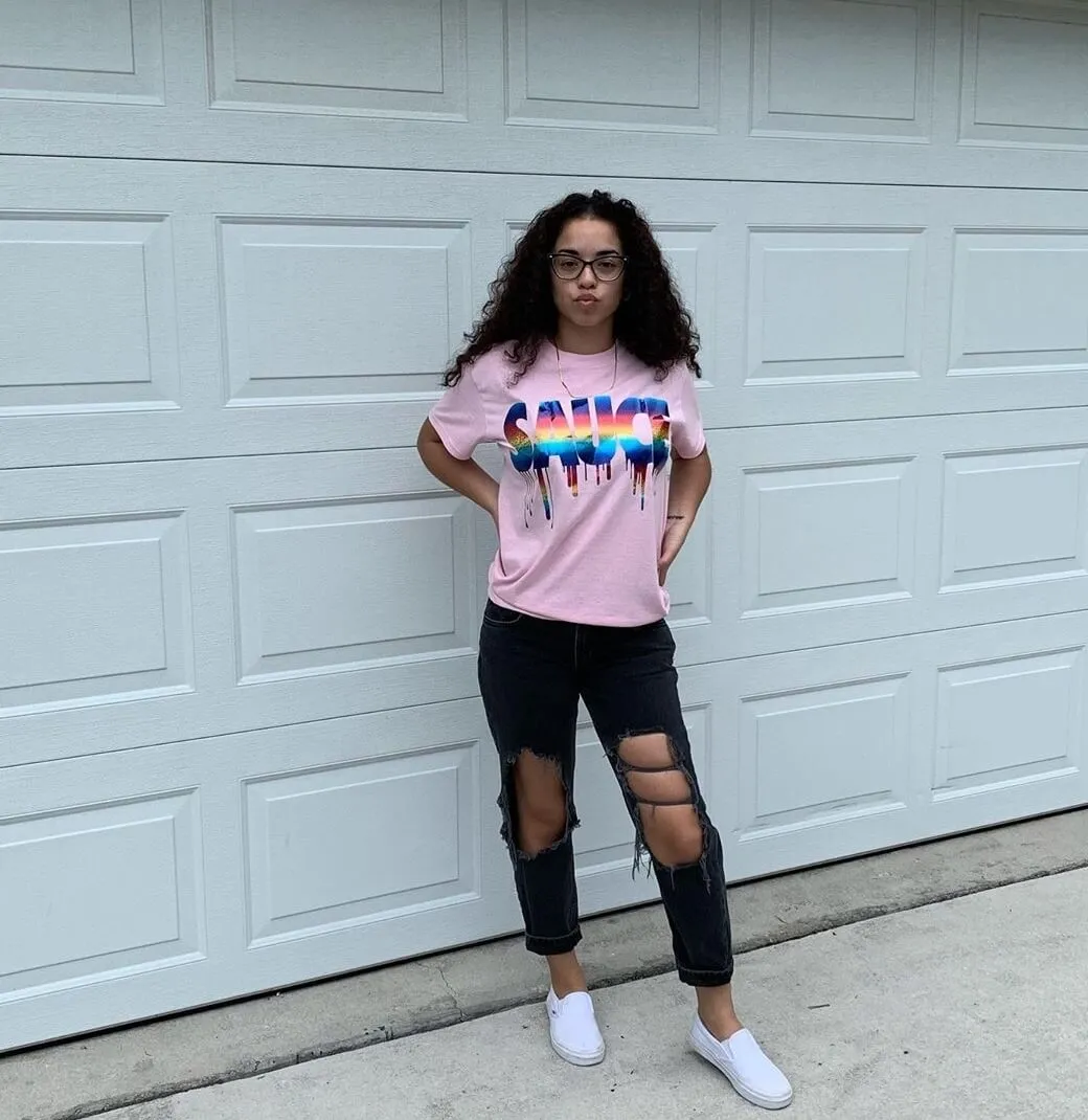 Rainbow Sparkle Sauce | Light Pink Tee