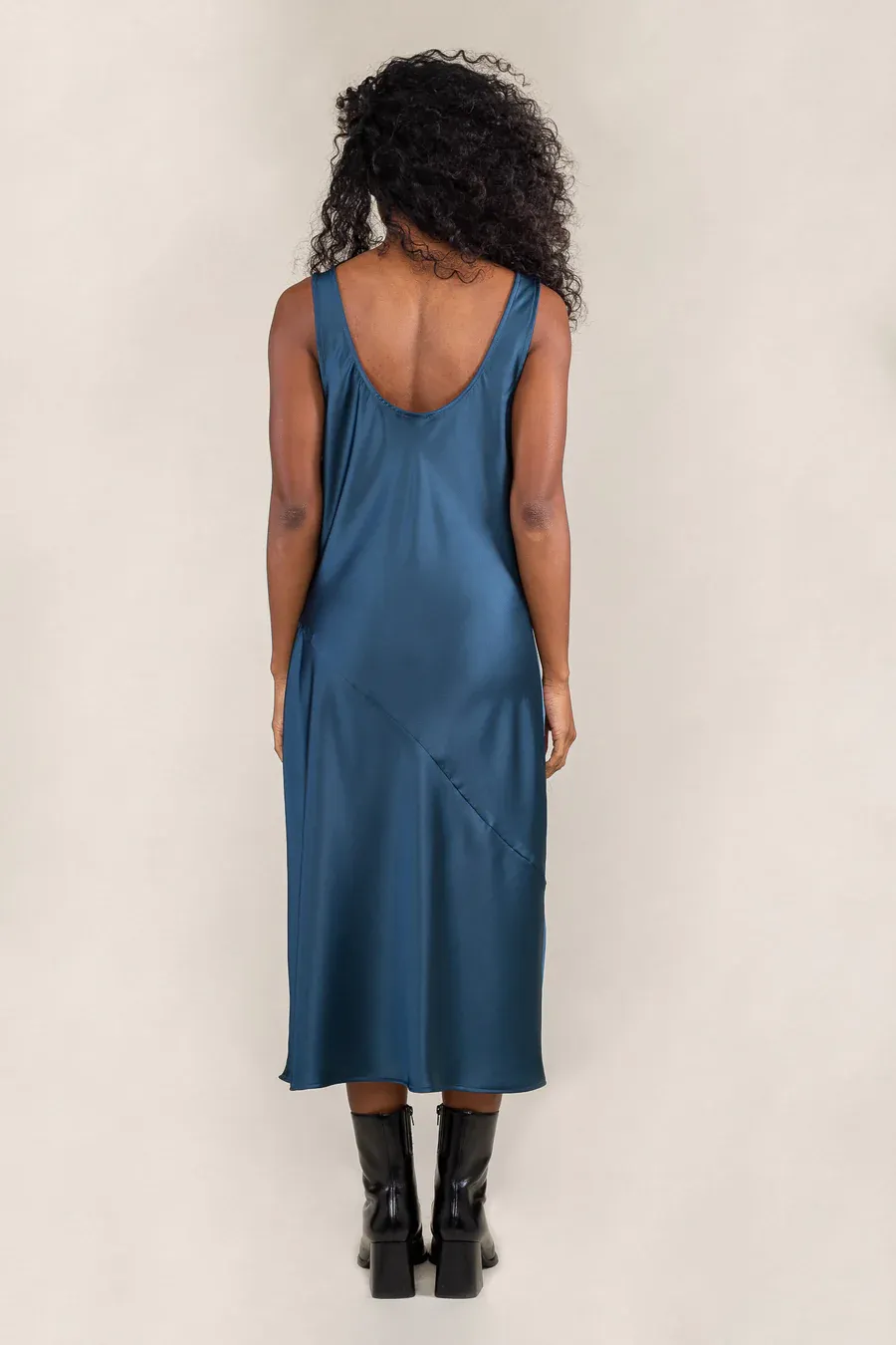 Raye Satin Bias Dress - Ink Blue