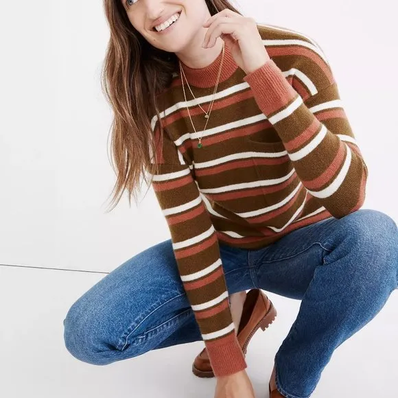 Redmond Mockneck Pocket Sweater in Stripe