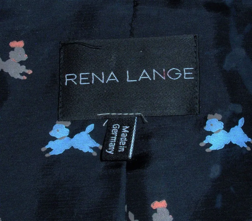 RENA LANGE 1990s 2 pc Tan Skirt Suit with Poodle Print Lining