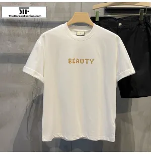 Retro Back Print Round Neck T-shirt