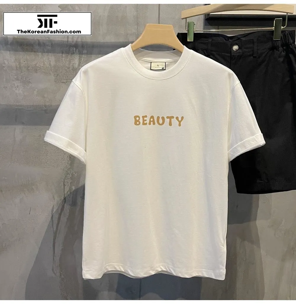 Retro Back Print Round Neck T-shirt