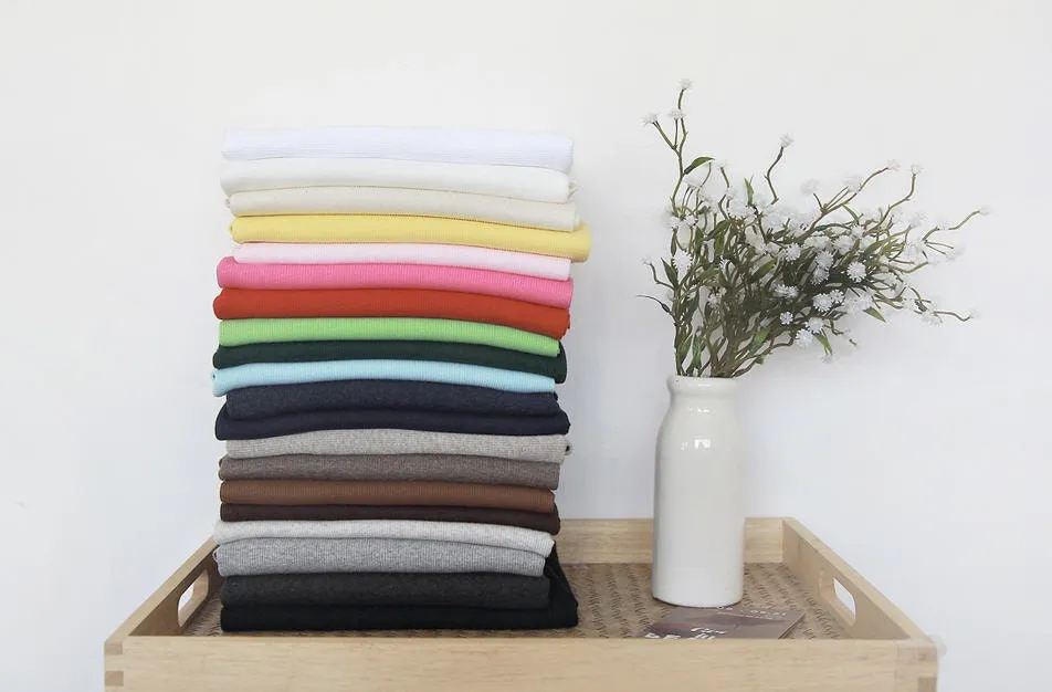 Ribbing Cotton Rib Knit Fabric, Binding Knit Fabric, Hem Fabric, Quality Korean Fabric - in 18 Colors  - 15 Inch Cut /41263