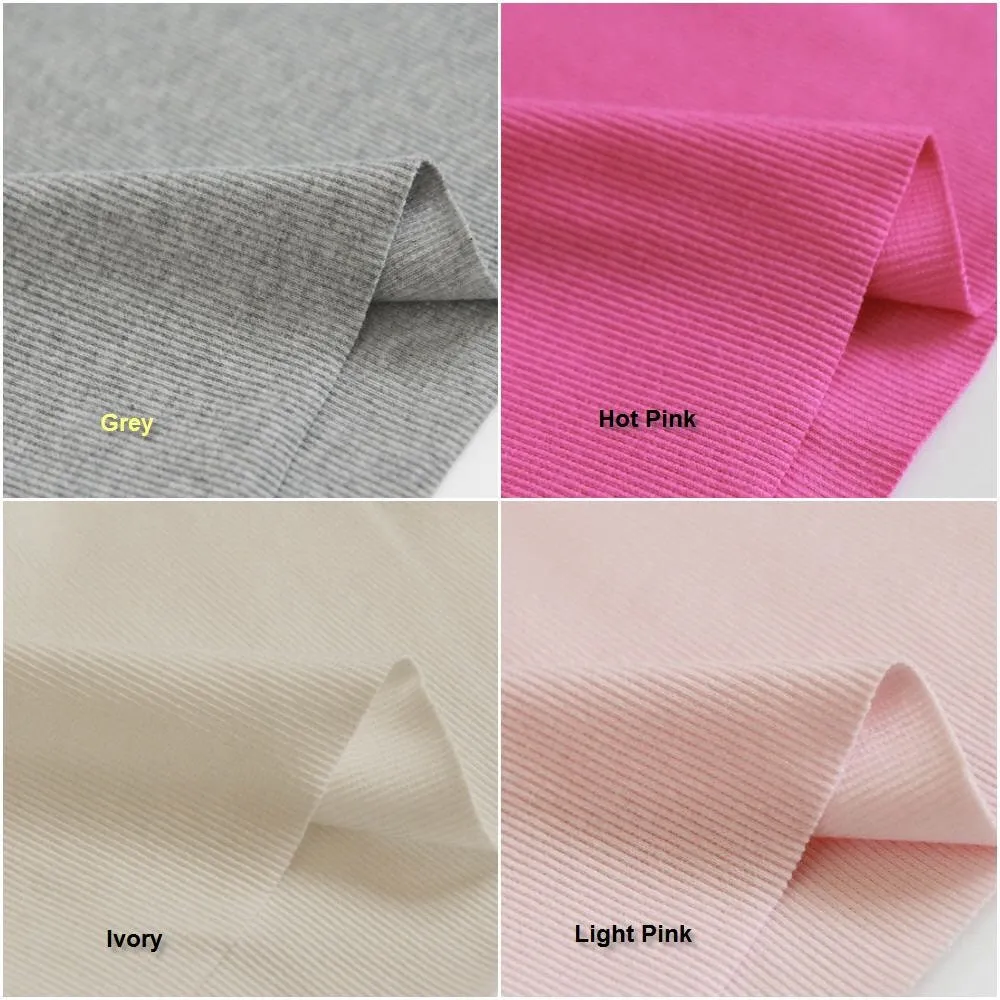 Ribbing Cotton Rib Knit Fabric, Binding Knit Fabric, Hem Fabric, Quality Korean Fabric - in 18 Colors  - 15 Inch Cut /41263