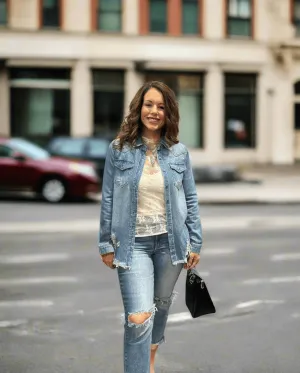 Risen Distressed Denim Shirt