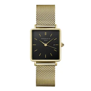 Rosefield The Boxy Black Mesh GoldLadies Watch