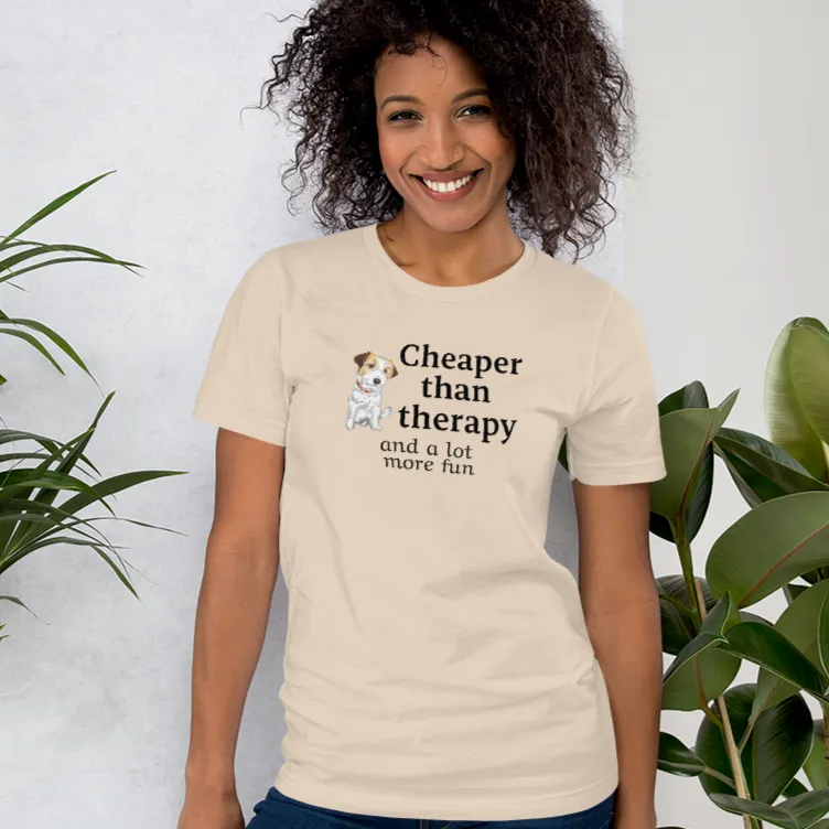Russell Terrier Cheaper Than Therapy T-Shirts - Light
