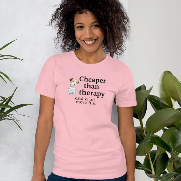 Russell Terrier Cheaper Than Therapy T-Shirts - Light