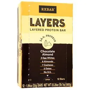 Rx Bar Layers - Layered Protein Bar Chocolate Almond 12 bars