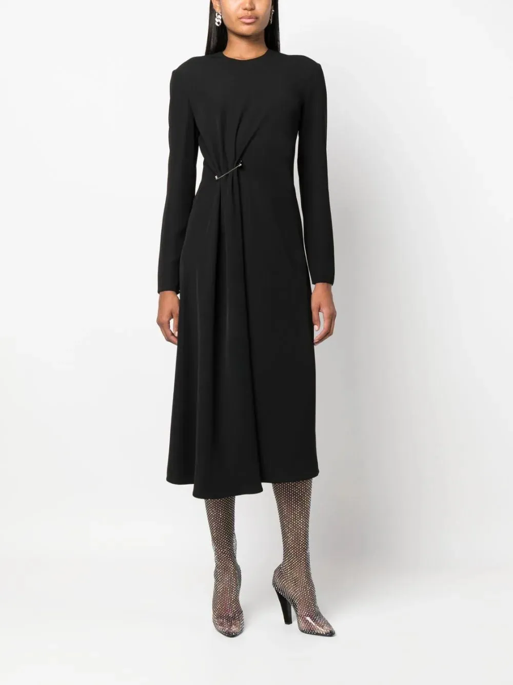 Safety-Pin Gathered Midi Dress