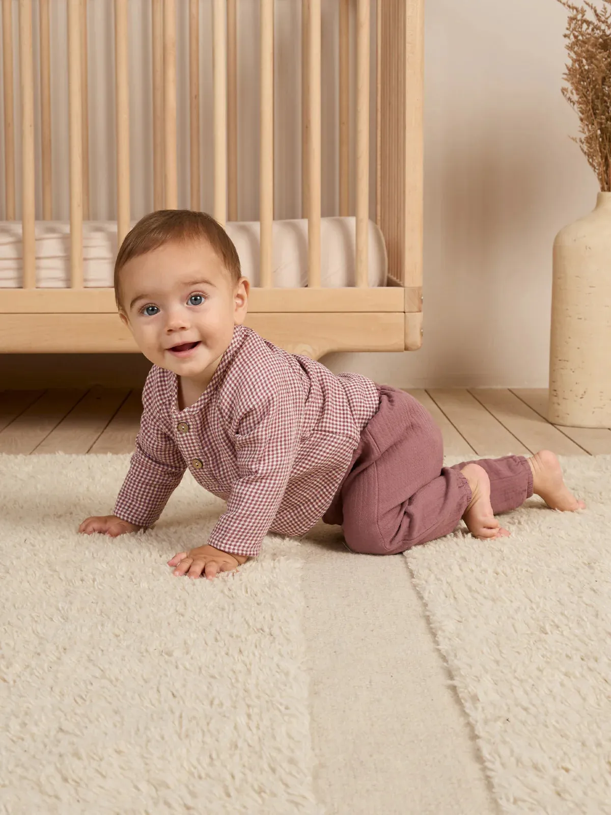 SALE - QUINCY MAE ORGANIC ZION SHIRT || PLUM GINGHAM
