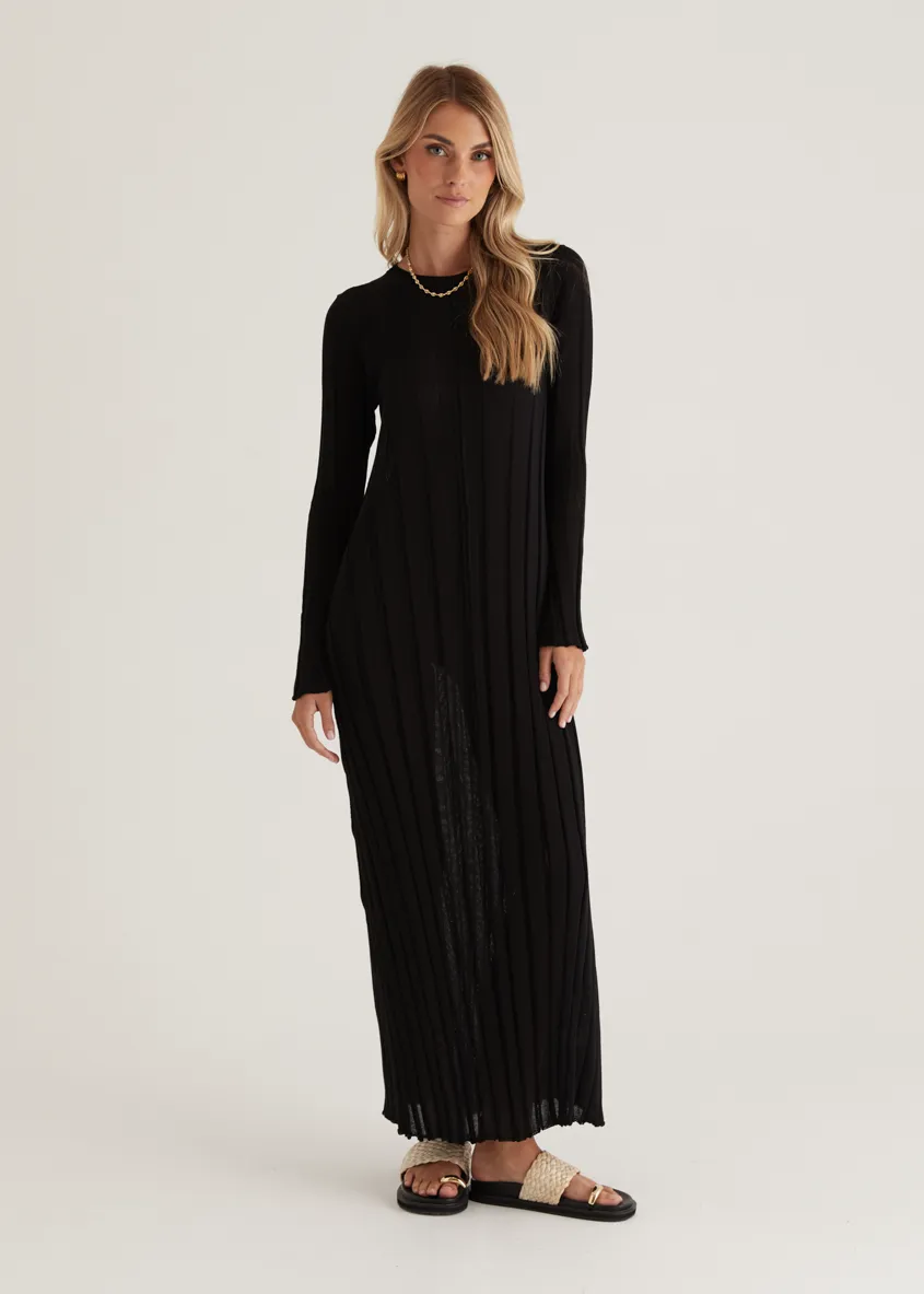 Serah Knit Midi Dress - Black