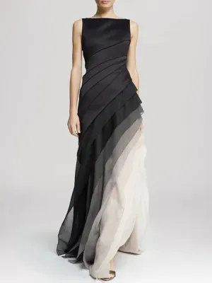 Sherica -Elegant layered ombre dress