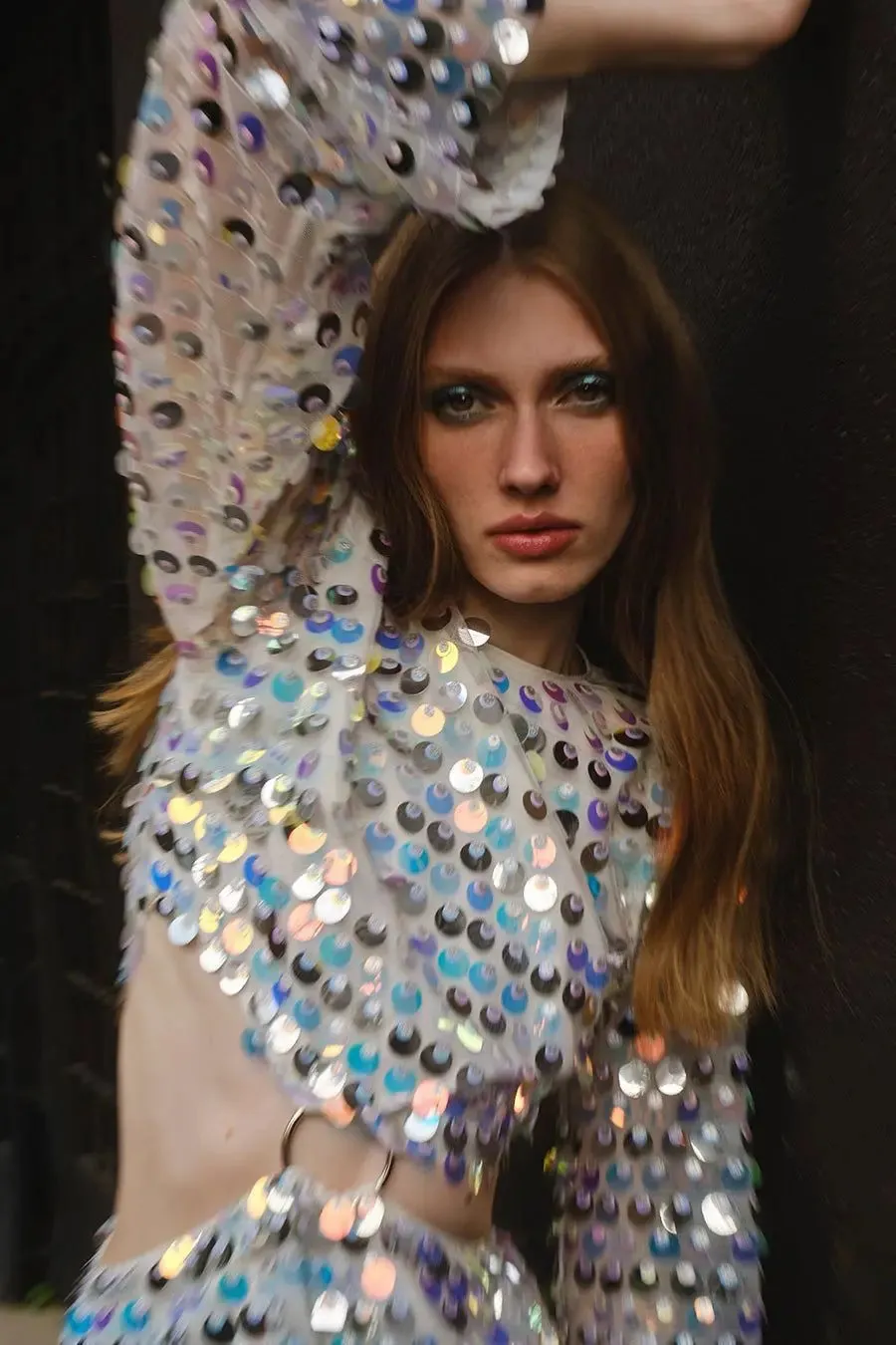 Silver Sequin Hollow-Out Mini Party Dress