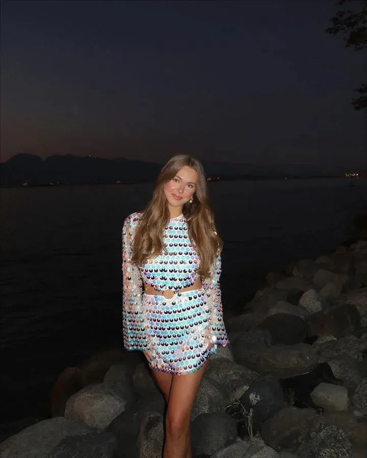 Silver Sequin Hollow-Out Mini Party Dress