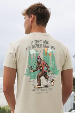Simply Southern Bigfoot T-Shirt for Men in Light Beige | MN-SS-BIGFOOT-WISP-S