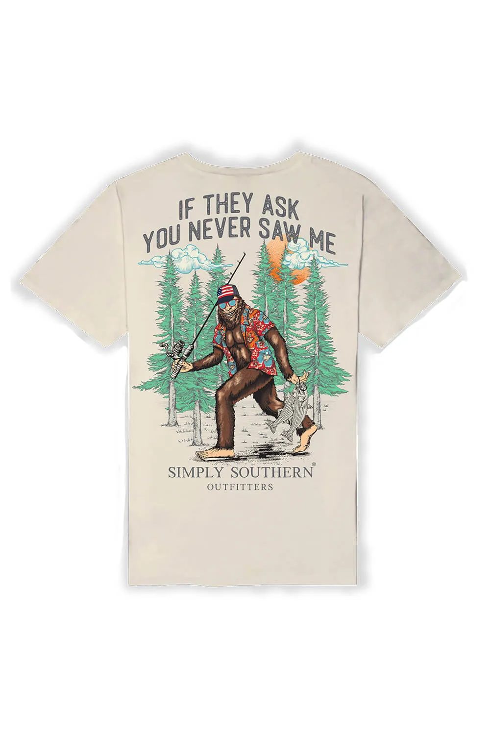 Simply Southern Bigfoot T-Shirt for Men in Light Beige | MN-SS-BIGFOOT-WISP-S
