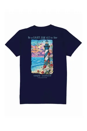 Simply Southern Youth Lighthouse T-Shirt for Girls in Navy | YTH-SS-LIGHT-NAVY