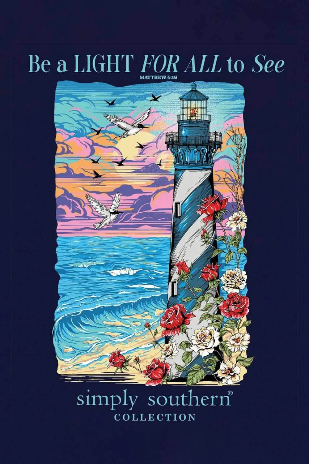 Simply Southern Youth Lighthouse T-Shirt for Girls in Navy | YTH-SS-LIGHT-NAVY