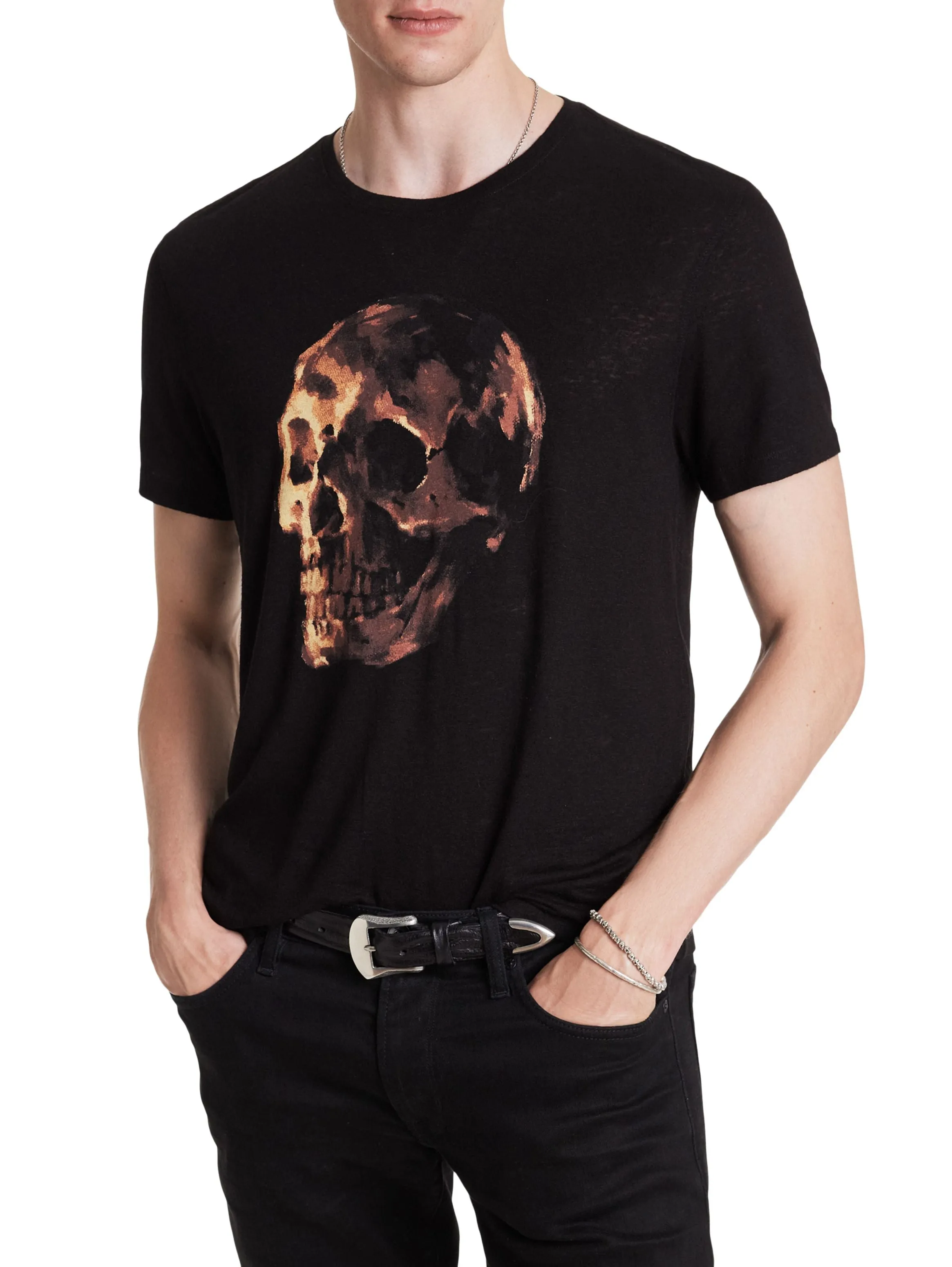 SKULL PRINT GRAPHIC TEE (BLACK) - JOHN VARVATOS