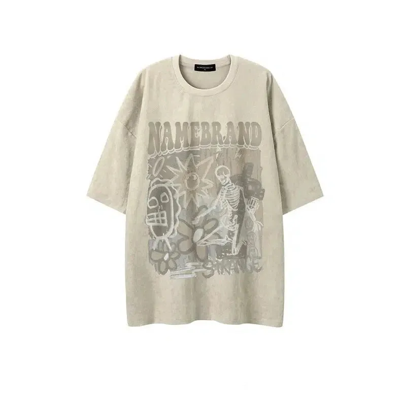 skull Print Suede T-shirt
