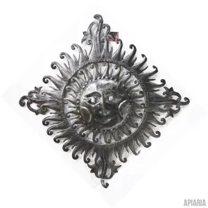 Smiling Diamond Sun Hand Hammered Oil Drum Sculpture from Haiti, Wall art Metal sculpture