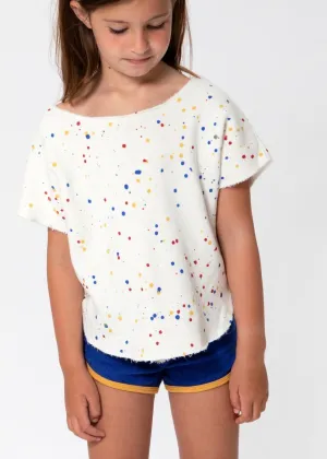 Splatter Slouch Pullover (White)