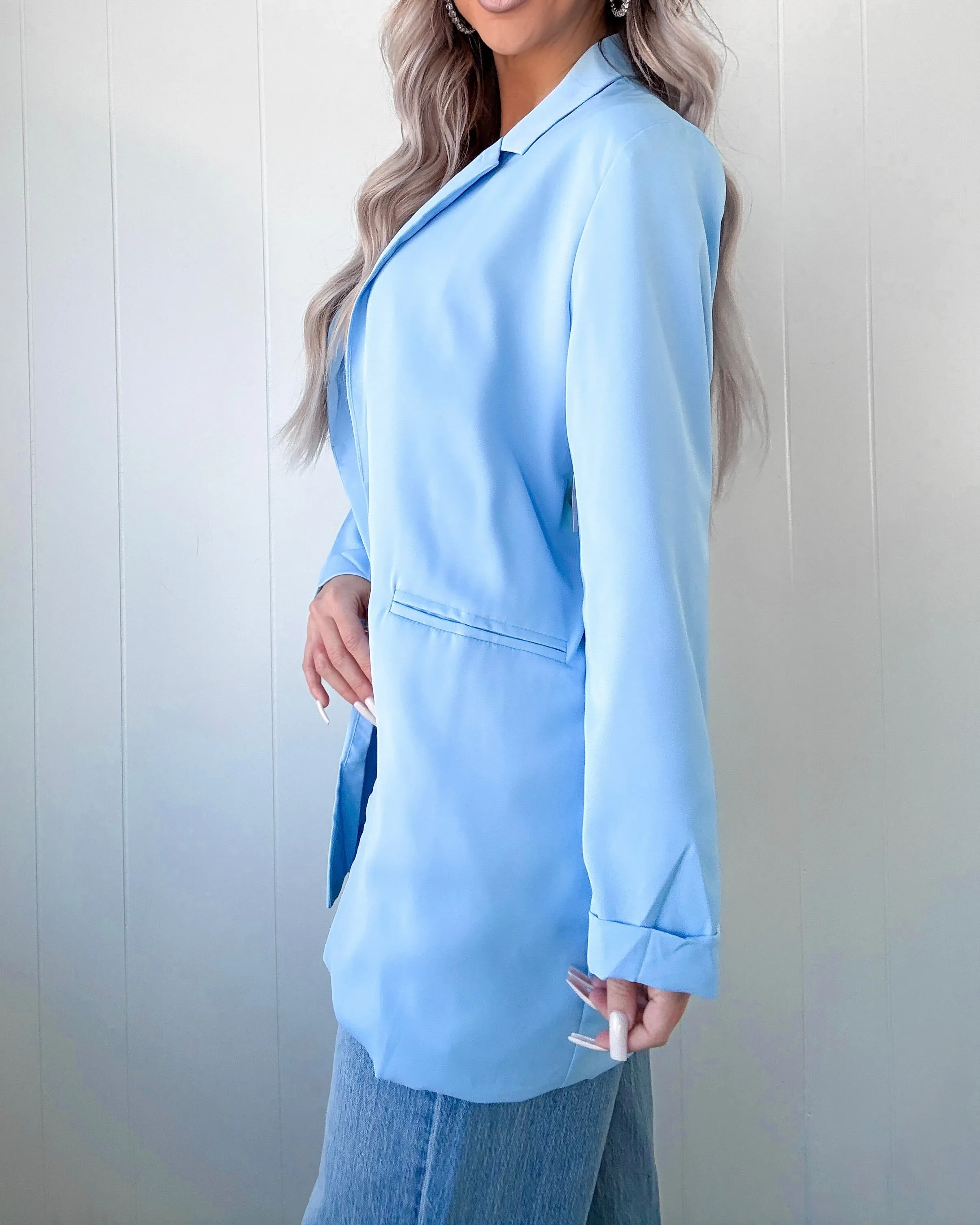 Spring Soirée Oversized Blazer - Blue
