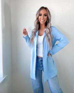 Spring Soirée Oversized Blazer - Blue
