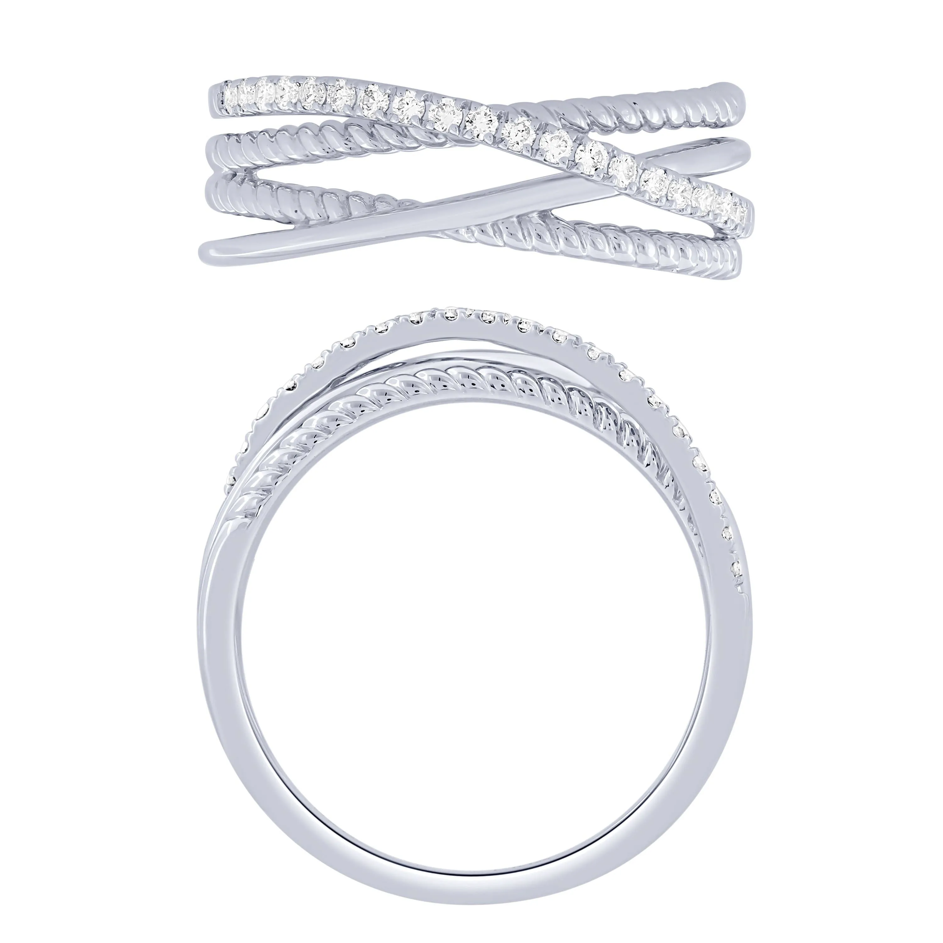 Sterling Silver 0.16Ctw Layered Ring