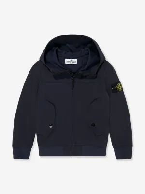 Stone Island Boys Hooded Zip Up Jacket in Navy