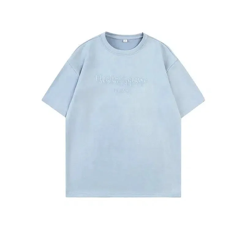 Suede Letter Embroidered T-shirt