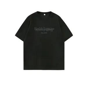 Suede Letter Embroidered T-shirt