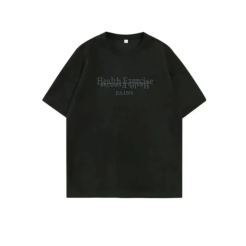 Suede Letter Embroidered T-shirt