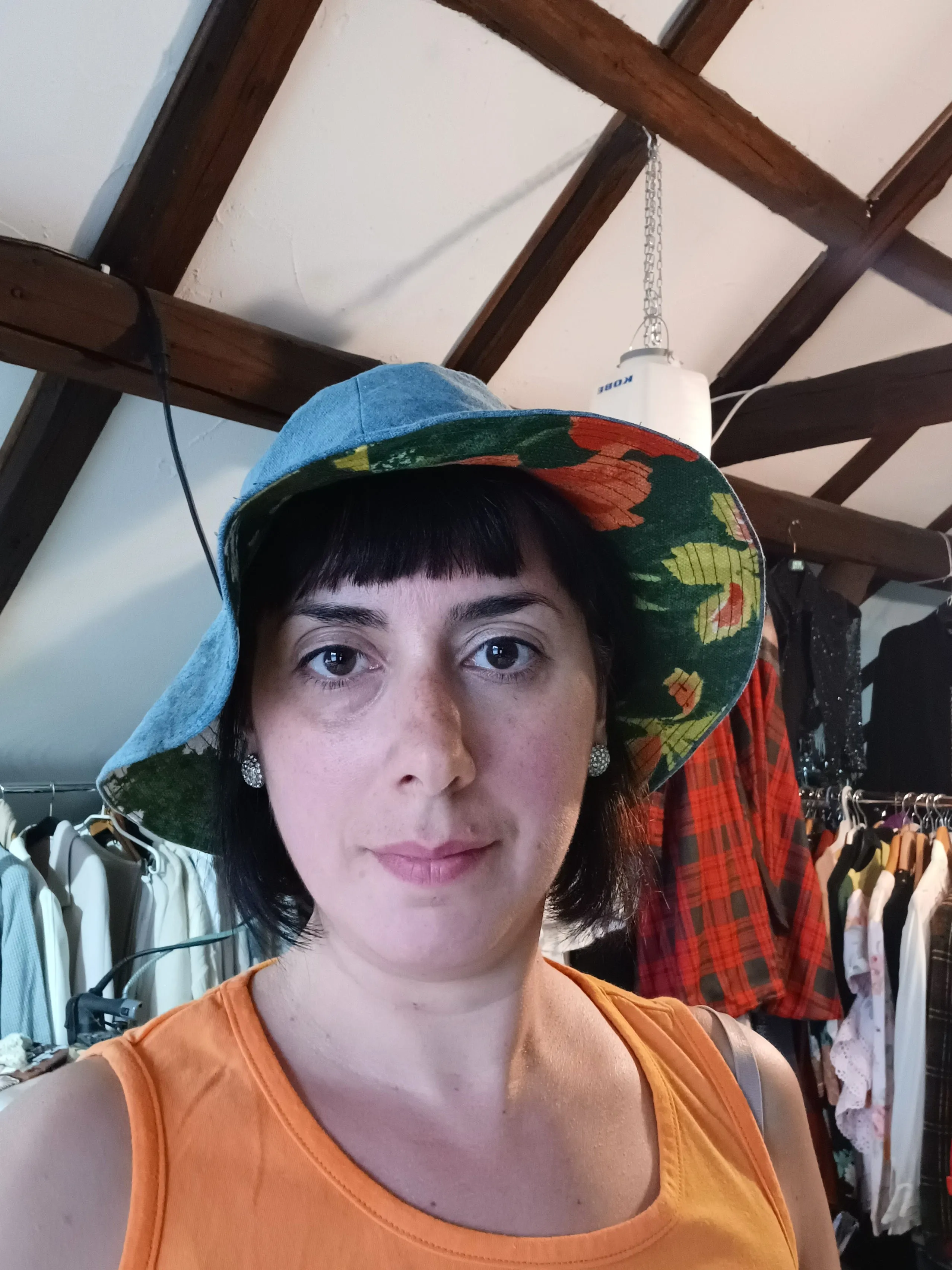 Summer Garden - Reversible Denim & Barkcloth Bucket Hat