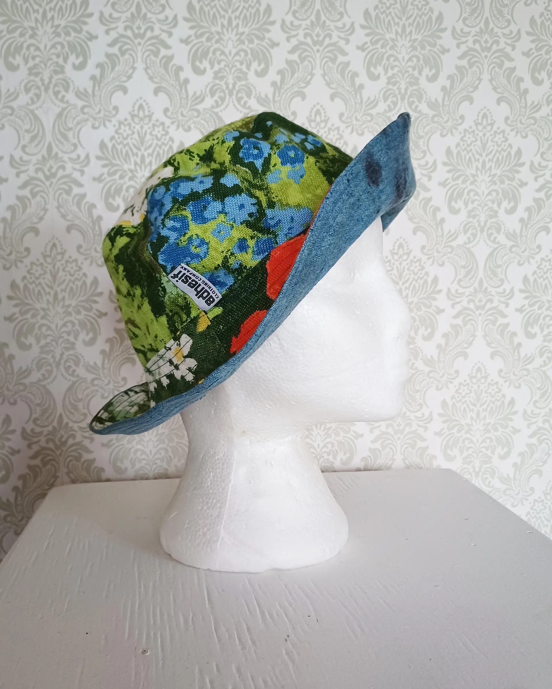Summer Garden - Reversible Denim & Barkcloth Bucket Hat