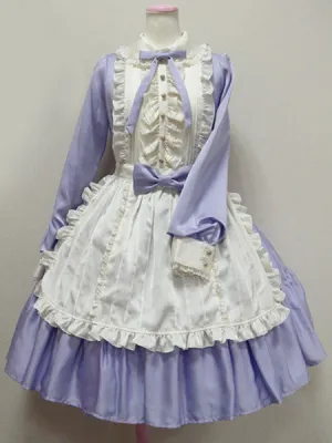 Sweet Lolita Dress OP Ocean Blue Turndown Collar Long Sleeve Lolita One Piece Dress 