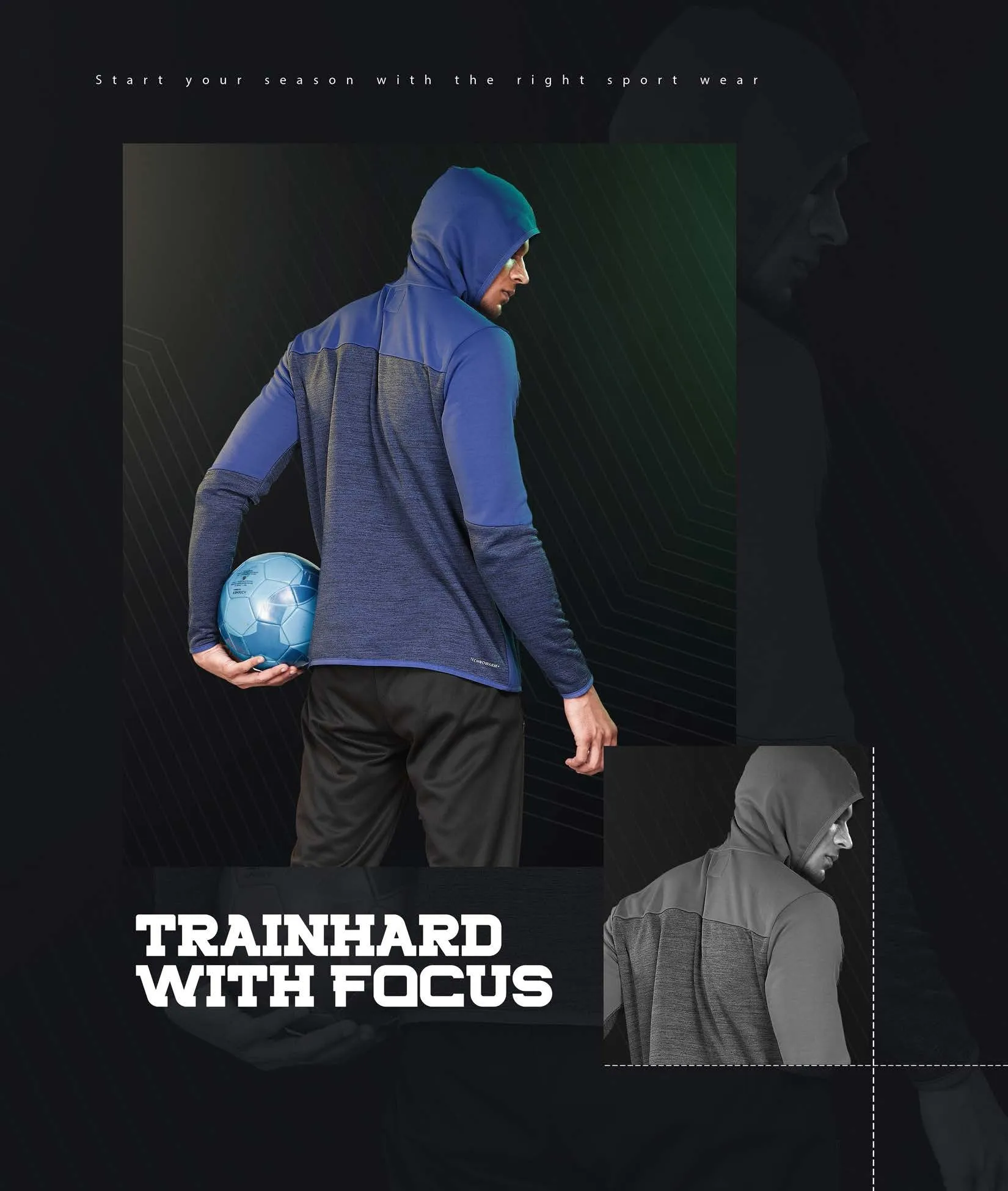 Technosport Full Sleeve Dry Fit Hoodie Jacket for Men PL-71 (Royal Blue)