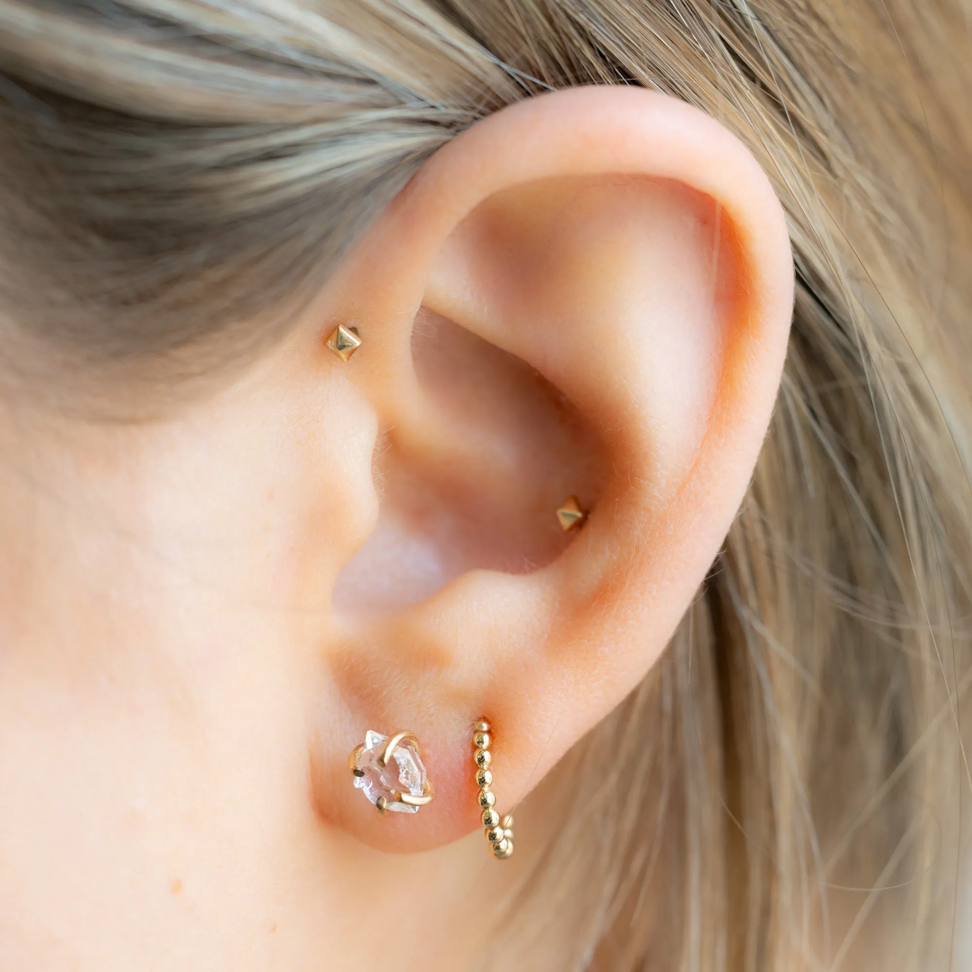 The Herkimer Diamond Stud Earrings | Yellow Gold Filled
