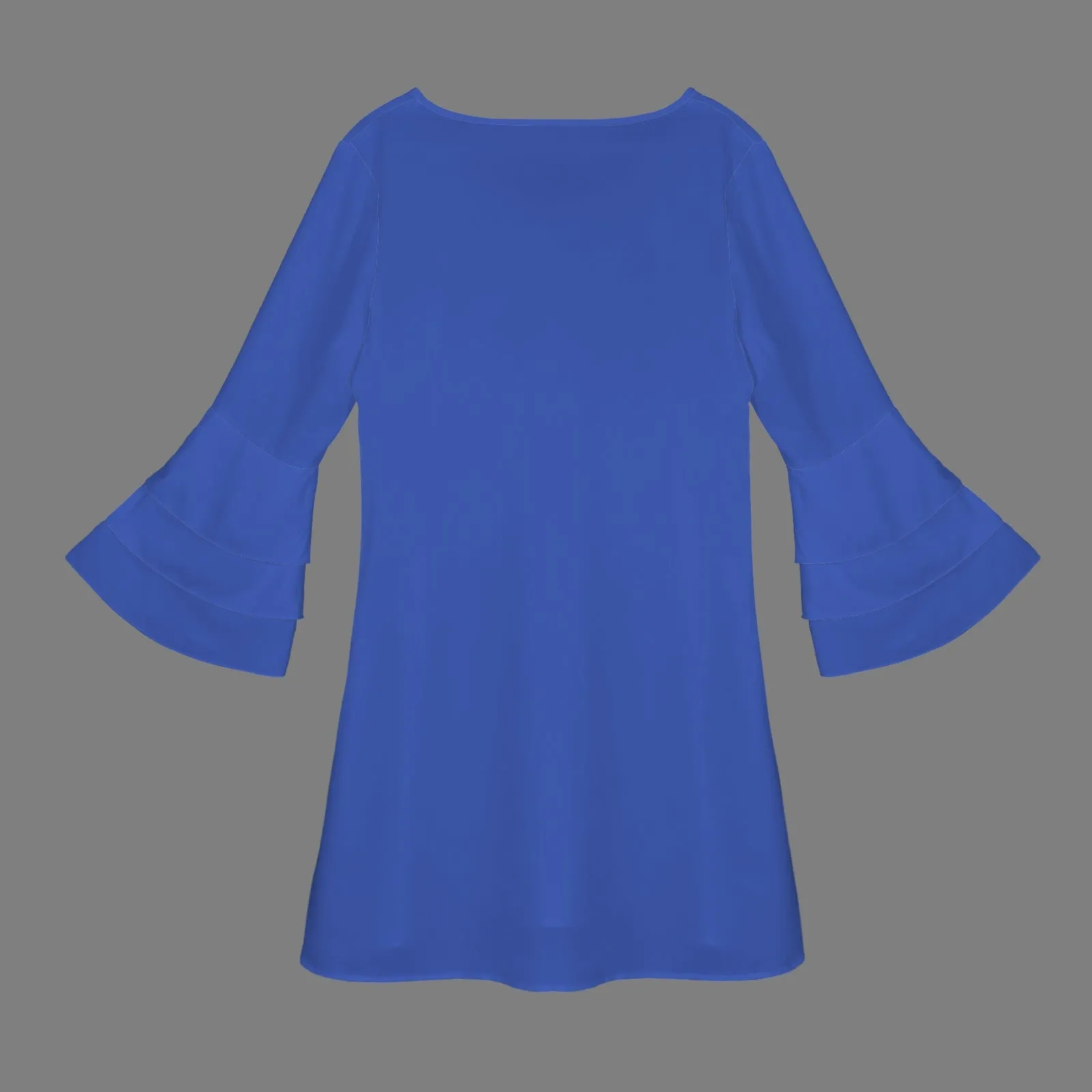 V-neck layered flare sleeved dress