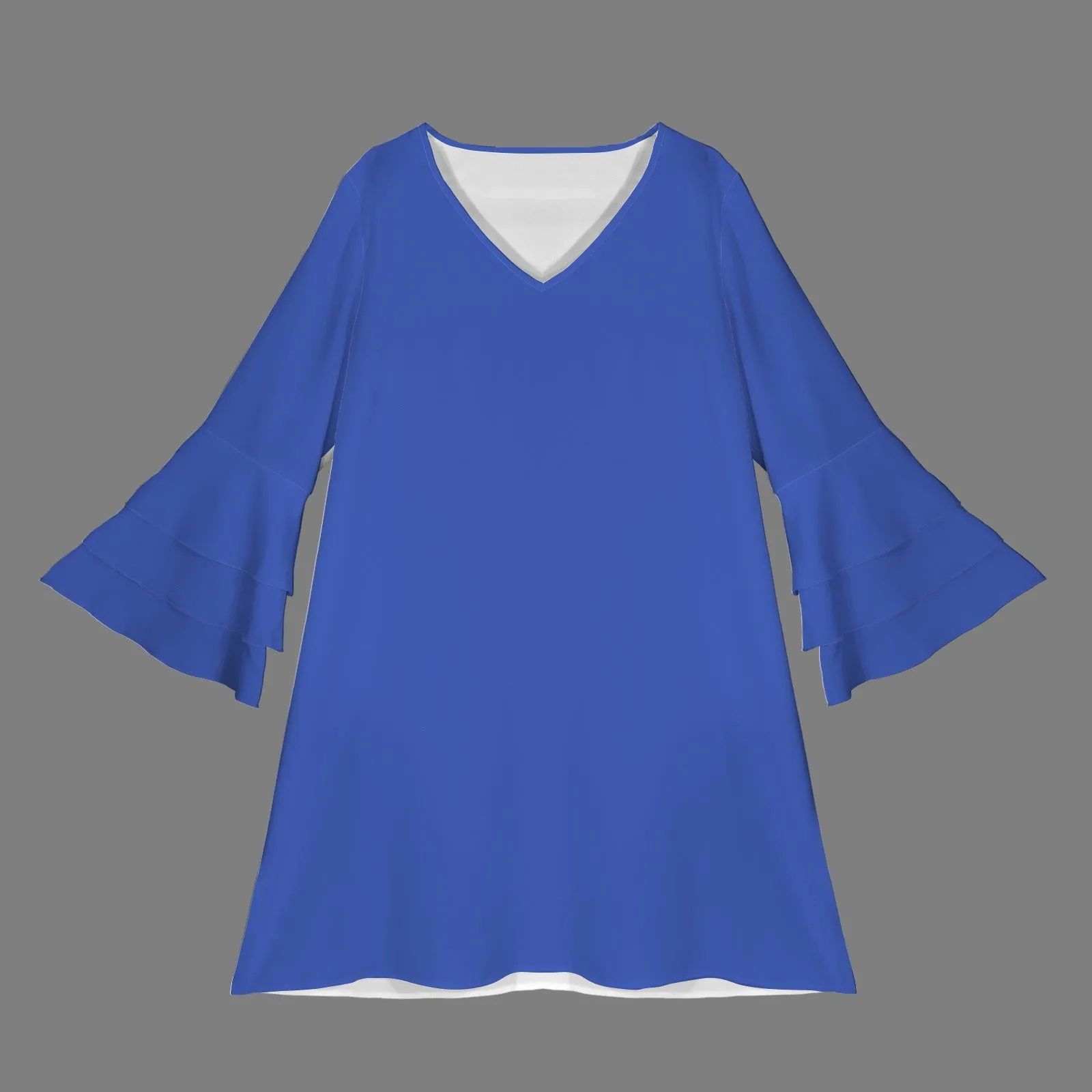 V-neck layered flare sleeved dress