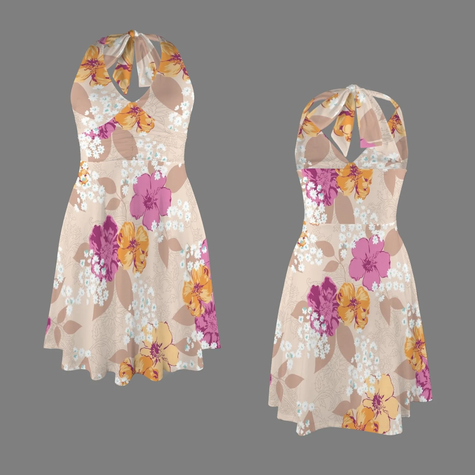 V-neck layered flare sleeveless dress