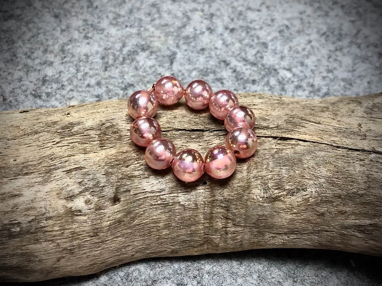 Vintage Japanese Glass 10mm Round Bead Strand