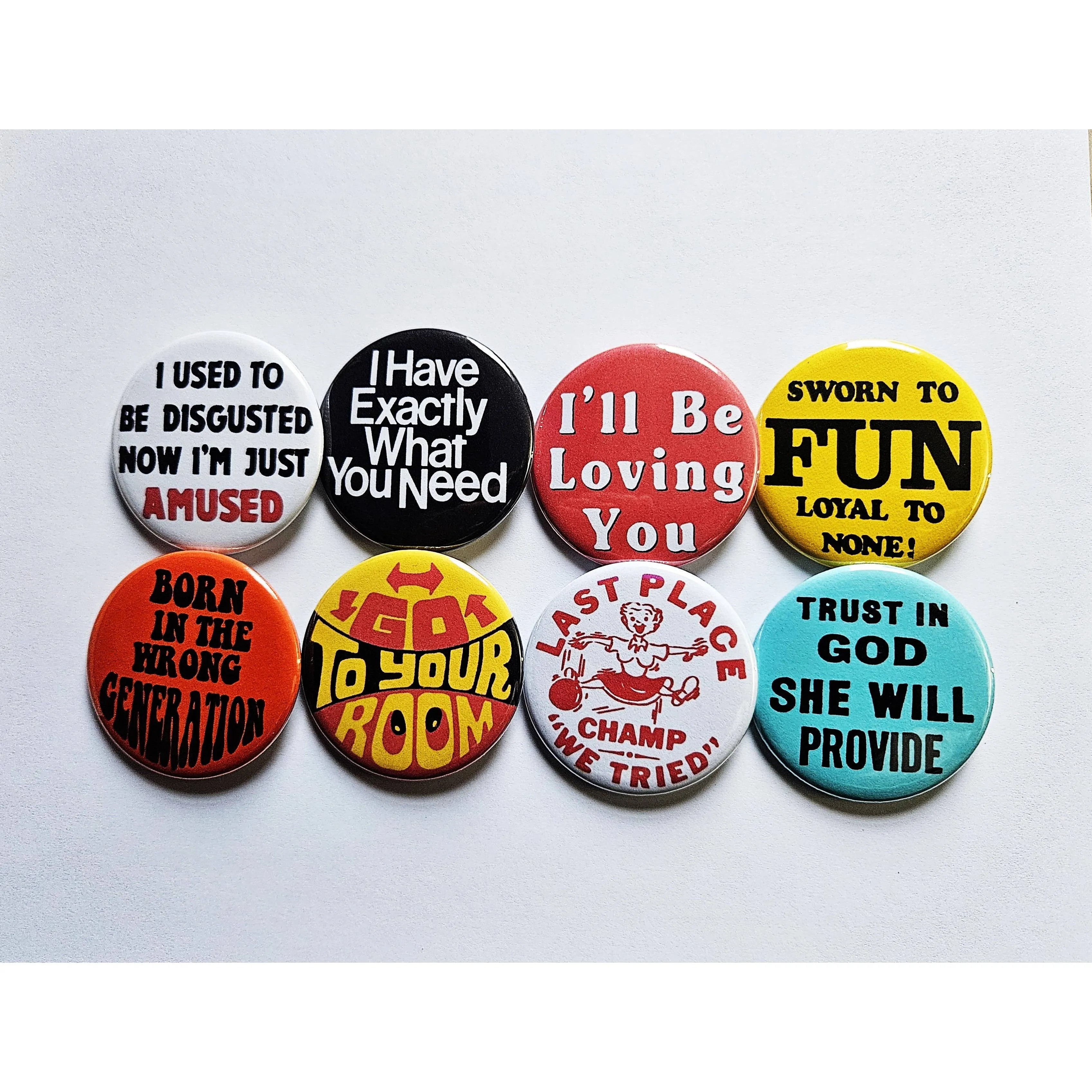Vintage Reproduction Born in the Wrong Generation Small Pinback Button | 1.25" Diameter '60 '70s '80s Retro Pin