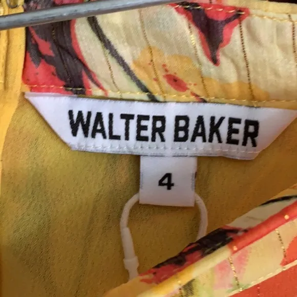 Walter Baker yellow metallic layered ruffle skirt