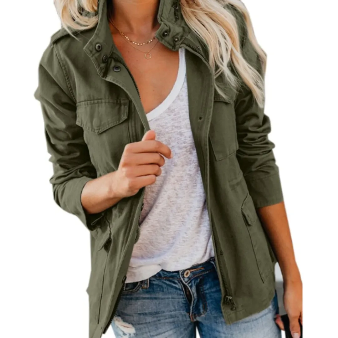 Women's Vintage Front Pocket Jacket | Long Sleeve