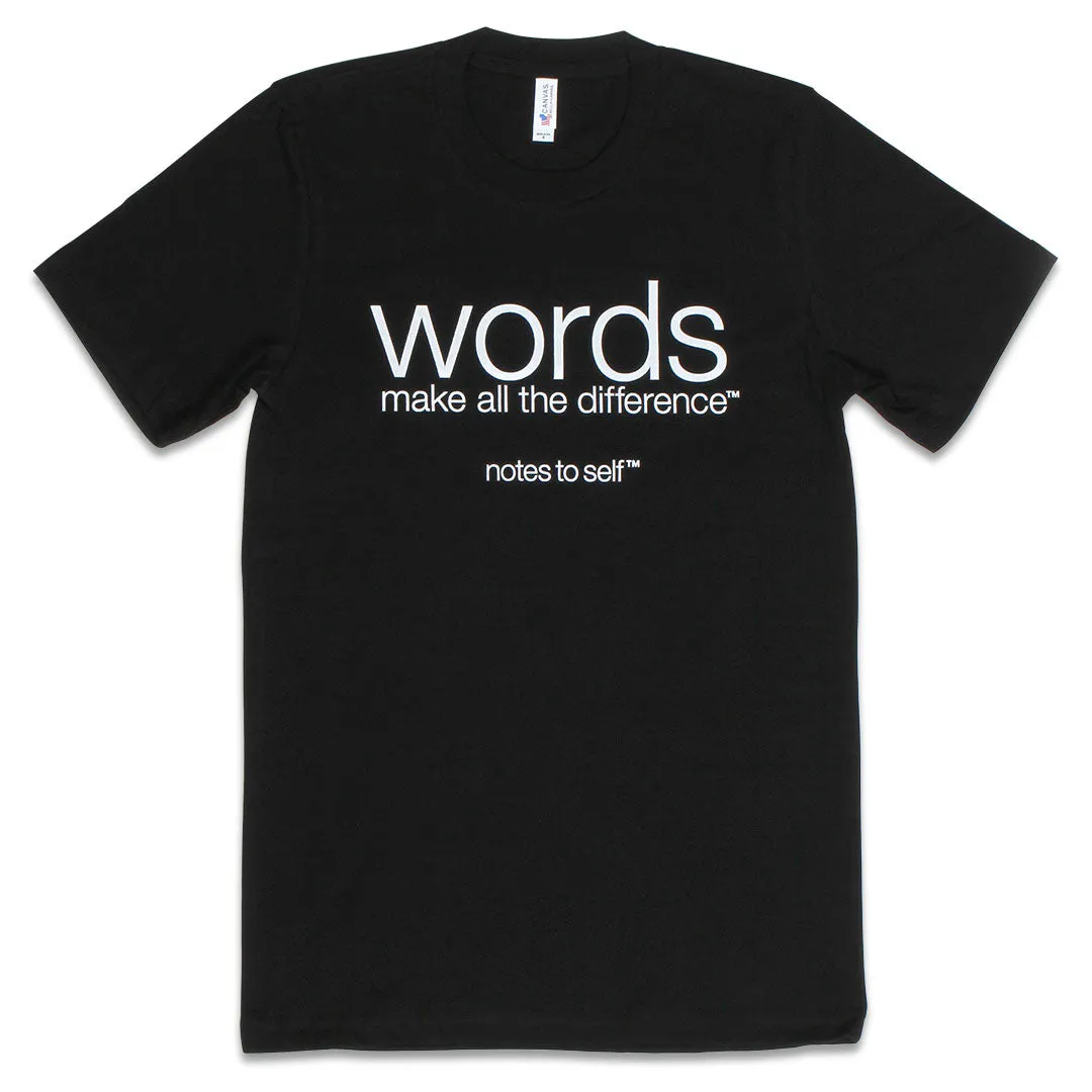 words make all the difference™ black t-shirt