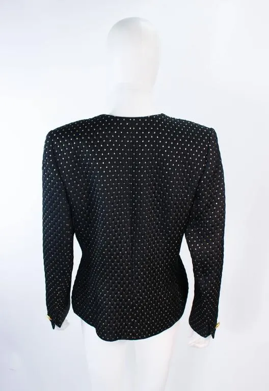 YVES SAINT LAURENT Black and Gold Metallic Jacket Size 10